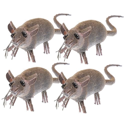 Kisangel 4 Stück Miniaturisierte Mäusefiguren Realistische Deko Mäuse für Garten und DIY Projekte Kreative Tierornamente aus Draht und Magneten für Lebendige Zufällige Farbe von Kisangel