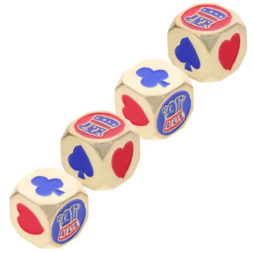 Kisangel 4 Stück Pokerwürfel aus Metall Blau Würfelspiel Deck Bastelwürfel selber Machen Poker-Metallwürfel Hof Würfel ästhetischer Würfel Zinklegierung Golden von Kisangel
