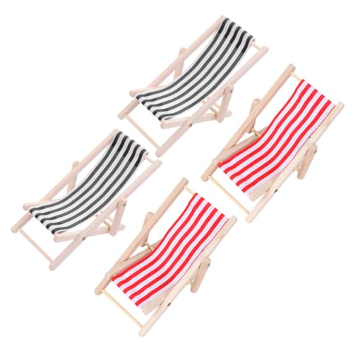 Kisangel 4 Stück Puppenhaus Miniatur Möbel für Strand Mikrolandschaften und Kreative Dekorationen Rot und Schwarz von Kisangel