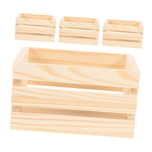 Kisangel 4 Stück Puppenhaus-aufbewahrungskorb Miniaturkisten Miniatur-puppenhauszubehör Mini Möbel Mini-puppenhaus-zubehör Küchenzubehör Für Puppenstuben Miniaturlager Minikisten Holz Beige von Kisangel