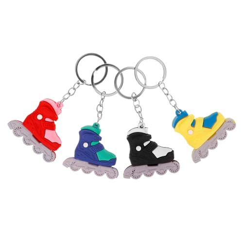 Kisangel 4 Stück Rollschuh Schlüsselanhänger PVC Roller Skate Anhänger Deko für Freunde Familie Geburtstag Festival von Kisangel