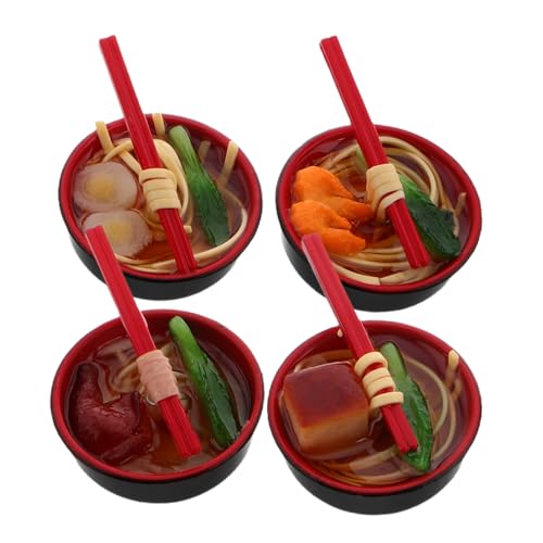 Kisangel 4 Stück Simulation Lebensmittelmodell küche Dekoration realistisches Simulationsnudelmodell Mini-Hausverzierung Simulation Mini-Essen Mini-Basteldekore Mini schmücken PVC Black von Kisangel