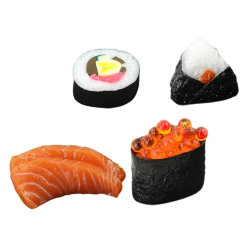 Kisangel 4 Stück Simulations-Sushi-Modell gefälschte Lebensmittelanzeige falsches Essen Künstliches Essen Party Sushi-Roller realistisches Essensdekor künstliche Nahrung PVC von Kisangel