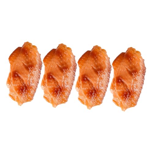 Kisangel 4 Stück Simulierte Hühnerflügel-Ornamente groß gefälscht künstlich von Huhn falsches Huhn falsches Fleisch falsche Flügel lebensechter Hühnerflügel Lebensmitteldekor PVC von Kisangel