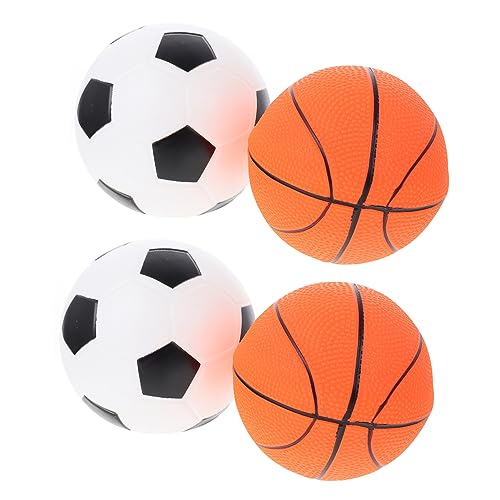 Kisangel 4 Stück Teiliges Aufblasbares Kinderspielzeug PVC Bälle mit Fußball und Basketball Design Leicht Strapazierfähig Sicher für Outdoor Ballspiele und Kinderaktivitäten von Kisangel