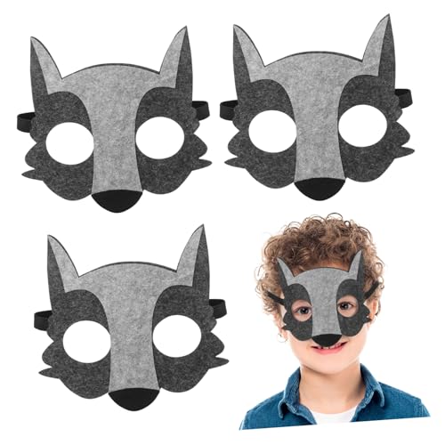 Kisangel 4 Stück Teiliges Cosplay Wolf Maske aus Filz Halbe Gesichtsmasken für Halloween Tierkostümparty Bequem und Leicht für Festlichkeiten und Themenveranstaltungen von Kisangel