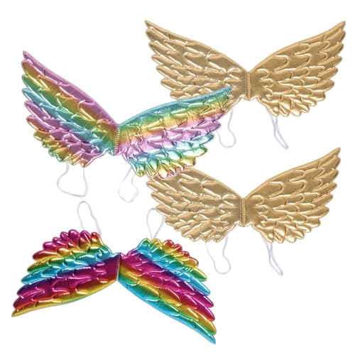 Kisangel 4 Stück Teiliges Engel Flügel Cosplay Kostüm Schmetterlingsflügel für Fasching Halloween und Bühnenauftritte Leicht und Bequem für Partys und Fotoshootings von Kisangel