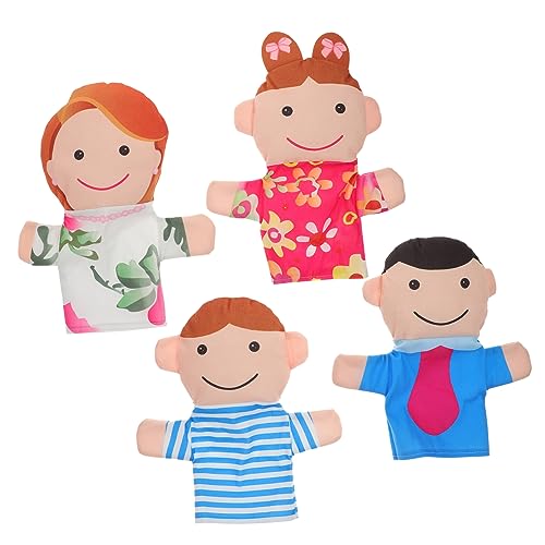 Kisangel 4 Stück Teiliges Familien Handpuppen Set aus Stoff Leichte Weiche Puppen für Junge Mädchen Kleinkinder für Rollenspiele Geschichtenerzählen und Kindergartenaufführungen von Kisangel