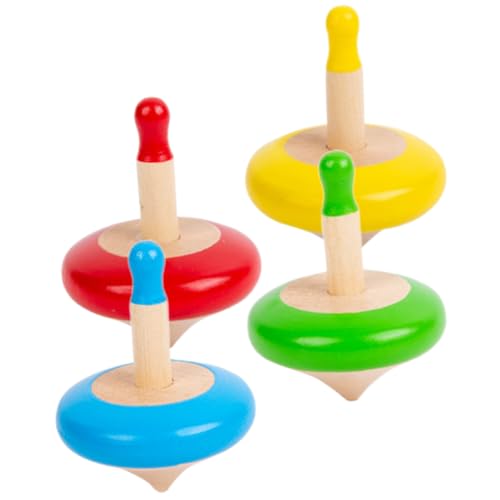 Kisangel 4 Stück Teiliges Holz Gyro für Tragbare Drehbare Hand Auge Koordination Sensorisches Lernspielzeug Bunt Sicher und Langlebig Geschenk von Kisangel