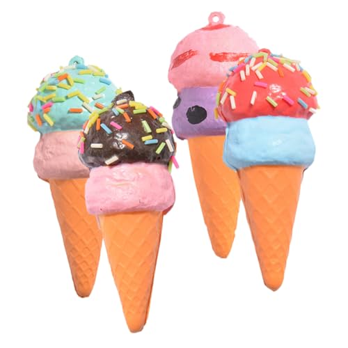 Kisangel 4 Stück Teiliges Künstlicher Eistüten für Realistische Eisdesserts mit Doppeltem Design Bunten Farben für Spielzeugdekoration und Kreative Präsentationen von Kisangel