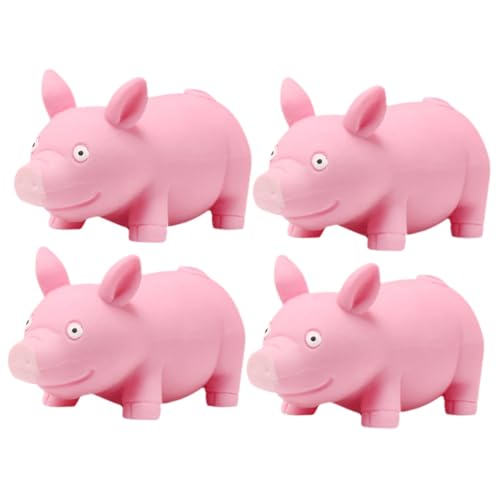 Kisangel 4 Stück Teiliges Lustige Schweinchen Stressspielzeug aus Flexiblem Material Handliches Squeeze Toy zur Stressreduktion für Erwachsene Weiches Dekompressionsspielzeug in Rosa von Kisangel