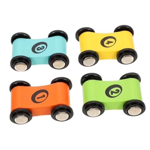 Kisangel 4 Stück Teiliges Mini Holz Rennbahn Spielzeugset mit Bunten Holz Rennautos Energiesparend ohne Batterien Sicher mit Glatter Oberfläche als und Lernspielzeug für Kleinkinder und von Kisangel