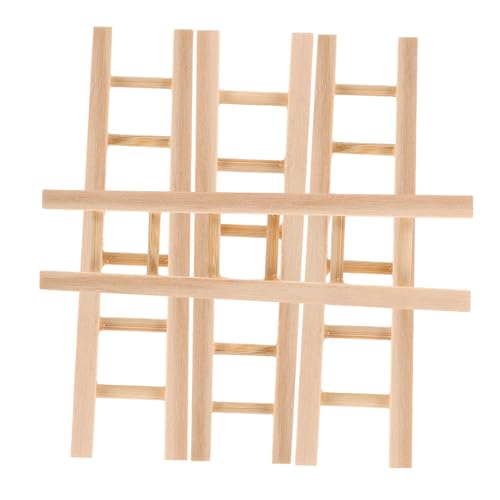 Kisangel 4 Stück Teiliges Mini Holzleitern Stabile Miniatur Trittleitern aus Robustem Holz Vielseitige Puppenhaus und Mikrolandschaft Deko DIY Bastelzubehör für Kreative Foto Requisiten von Kisangel