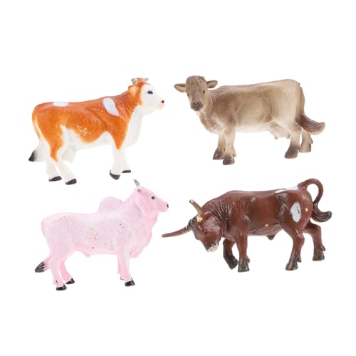 Kisangel 4 Stück Teiliges Mini Kuh Modell Set Kreative Realistische Kuh Figuren aus Robustem Kindgerechtes Lernspielzeug und Dekoration für Bauernhof Dioramen und Wohnraumgestaltung von Kisangel
