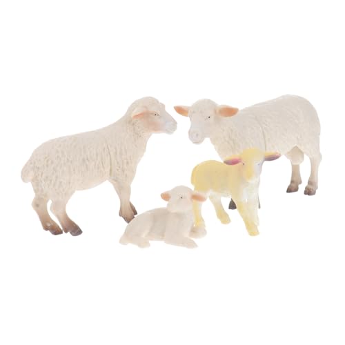 Kisangel 4 Stück Teiliges Mini Schaf Tierfiguren aus Realistische Simulation für Fördert Kreativität und Tiererkennung Geeignet als Lernspielzeug und Dekoration von Kisangel