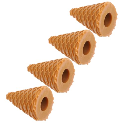 Kisangel 4 Stück Teiliges Mini Waffelhörnchen Spielset Realistische DIY Eistüten aus Robustem für Kreatives Rollenspiel Kinderparty und Familienaktivitäten von Kisangel