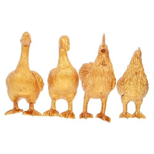 Kisangel 4 Stück Teiliges Miniatur Geflügel Modelle aus Kunststoff Goldene Gans Detailreiche Tierfiguren zur Dekoration von Garten Blumentöpfen und Kinderzimmer Ab Jahren von Kisangel