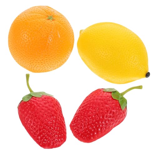 Kisangel 4 Stück Teiliges Obst Shaker Realistische Percussion Instrumente in Orange Zitrone und Erdbeere Leichtes Musikspielzeug Rhythmus und Kognitiven Fähigkeiten von Kisangel