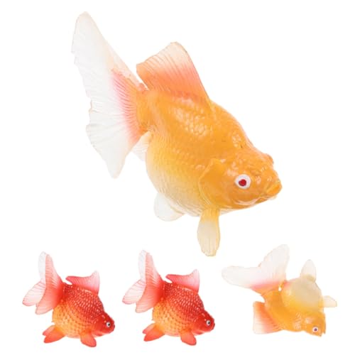 Kisangel 4 Stück Teiliges Realistische Goldfisch und Koi Modelle Schwimmende Aquarium Deko mit Kindersicherem Design Pflegefrei Detailgetreue Nachbildung für Teich Vase und Garten von Kisangel