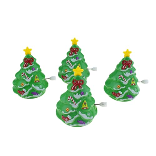Kisangel 4 Stück Teiliges Spielzeugset mit Aufziehspielzeug Lustige Drehbare Weihnachtsbaum Spielzeuge für Fördernd und Interaktiv von Kisangel