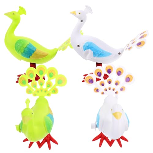 Kisangel 4 Stück Teiliges Wind up mit Buntem Pfau Motiv Dekoratives Uhrwerksspielzeug für Ab Jahren Batteriefrei Fördert Hand Auge koordination und Spielerisches Lernen von Kisangel