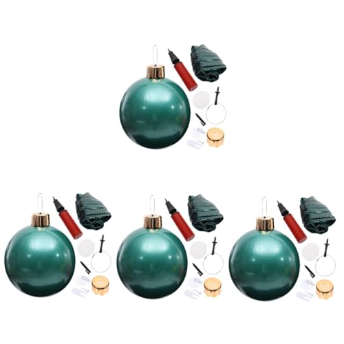 Kisangel Weihnachtsschmuck 4 Stück Weihnachtsballons PVC aufblasbare Weihnachtskugel Wasserballballons en Ornament Luftballons aufblasbare Ballverzierung aufblasbare Dekoration draussen von Kisangel