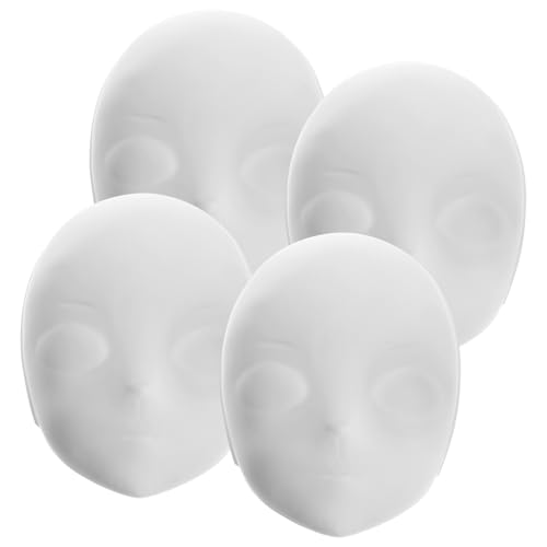 Kisangel 4 Stück Weiße Blanko PVC Masken Mattierte Full Face Cosplay Masken für Halloween Karneval DIY Basteln Stabile Unbemalte Fuchsgesichts für Erwachsene von Kisangel
