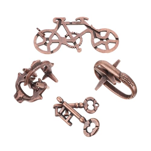 Kisangel 4 Stück iq pädagogisches Puzzle- sicherheitsleine für gehirntraining Challenge freischalten Chinesisches Ring-Entriegelungsspielzeug Zinklegierung von Kisangel