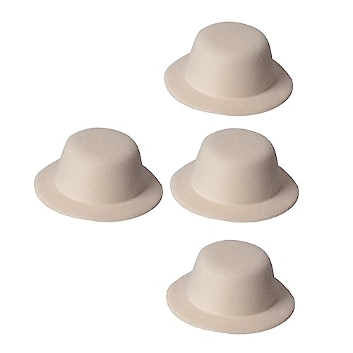 Kisangel 4 Stück kleine Tops hüte Miniatur -Formale Hüte Hochzeit Weiße Mini-Zylinder Party Kopfbedeckung Headband Kopfband bastel Materialien Haarnadelhut kleine formelle Hüte Netz Beige von Kisangel