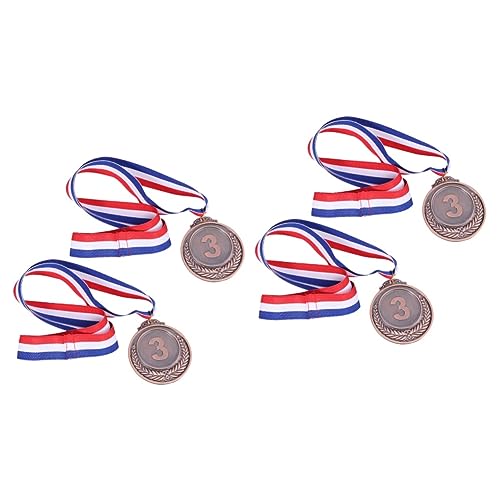 Kisangel 4 Stück sportliche Medaillen Fußball-Trainingsstangen Kinderbrille Metall Weizen Siegermedaille Wettbewerbsmedaille verliehen Anzahl die Medaille Zinklegierung von Kisangel