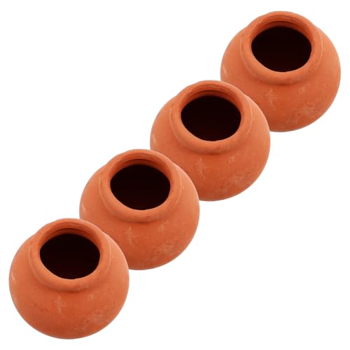 Kisangel 4 Stücke Mini-blumentopf Aus Keramik Deko Mini Tontöpfe Zum Basteln Kleine Blumentöpfe Zum Basteln Miniaturpflanzen Für Puppenhaus Mini-Puppen Puppenhaus-Miniatur-Essen Orange von Kisangel