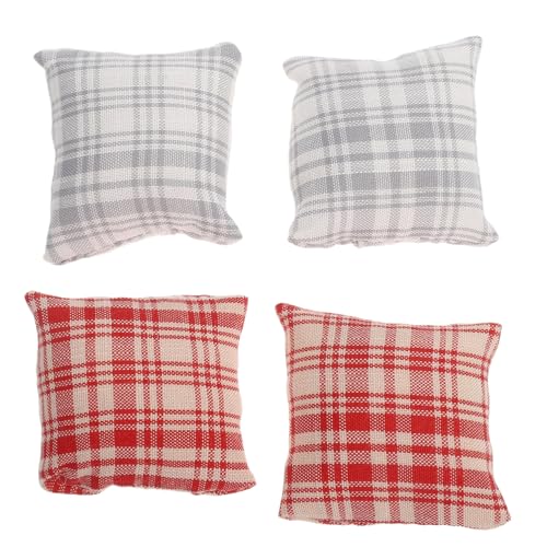 Kisangel 4 Stücke Teiliges Mini-dollkissen Reiner Baumwolle Waschbare Miniatur-sofakissen für Puppenbett und Wohnzimmereinrichtung Dekorative Kleine Kissen für Puppenhausmöbel Robust und von Kisangel