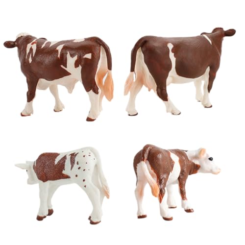 Kisangel 4 Stücke Teiliges Simulierte Farmtiere Kuh Modell für Pädagogisches Lernspielzeug zur Entwicklung von Fähigkeiten und Tierkenntnissen von Kisangel