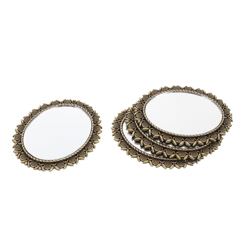 Kisangel 4-teiliger Puppenhaus-minispiegel Mit Rahmen Aus Legierung: Ovaler Kleiner Spiegel Im Vintage-Stil Für Mini-szenen-Schlafzimmer-Badezimmer – Puppenhausmöbel von Kisangel