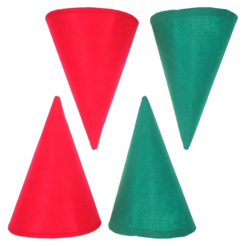 Kisangel 4-teiliger Zwergenkegelhut: Weihnachtselfenkegelhut – Filzgnomkappe für die Halloween-Party – Elfenkostüm-Zubehör – Weihnachtsparty-Zubehör, Verkleidungskopfbedeckung von Kisangel