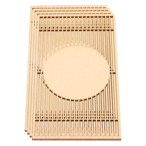 Kisangel 4-teiliges Tisch-Miniatur-holzschirmmodell - Mini-hausschirm Im Chinesischen Stil Für Kinder - Spielzeugschirm- - Baumaterial - Lebensechte Vintage-schirme von Kisangel