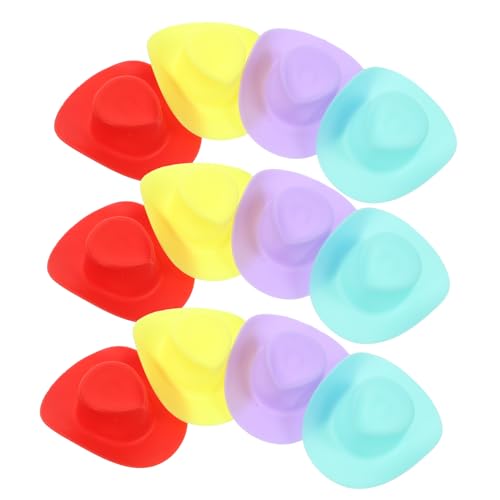 Kisangel 40 Stück Farbiger Mini -Cowboyhut klein Cowgirl Miniatur Kinderhüte winzig Party entzückende hüte Mini-Imitationshüte süßer Mini-Cowboyhut Mini-Hut mit Verzierung Mini-Hüte Plastik von Kisangel