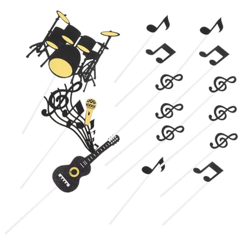 Kisangel 40 Stück Kuchendekorationseinsatz Musik-Cupcake Musiktisch Groovy Cake Toper Tortenaufsatz Gitarren Cupcake-Picks mit Musiksymbol Geburtstagstorte Topper Papier von Kisangel