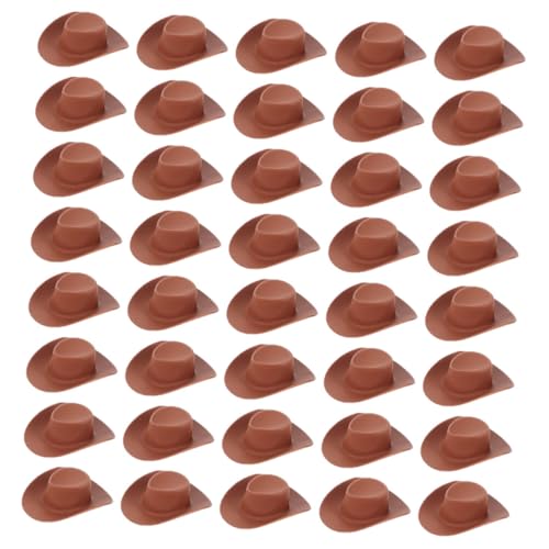 Kisangel 40 Stück Mini Cowboy Hüte aus Kunststoff Kleine Western deko für Puppenhaus Bastelprojekte DIY Party Zubehör Leicht Robust Braun für Handwerk und Kreative Dekoration von Kisangel