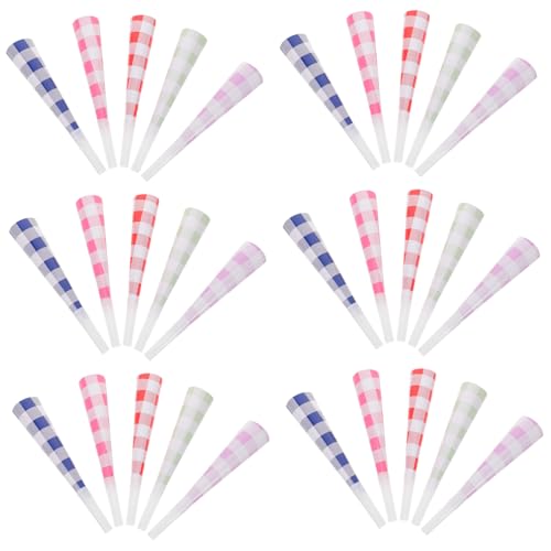 Kisangel 40 Stück Teiliges Bunte Kinderpfeifen Sichere Kunststoff-partybläser mit Farbenfrohen Karomustern Lustige Geburtstags Halloween-geräuschmacher für Feierzubehör von Kisangel