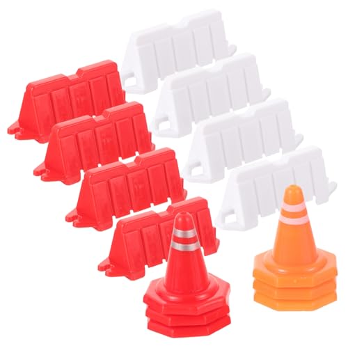 Kisangel 40 Stück Teiliges Miniatur Verkehrszeichen Spielset aus Robustem PP Roter und Oranger Leitkegel Sowie Weißer und Roter Straßenbarrieren Pädagogisches Straßensicherheitsspielzeug von Kisangel