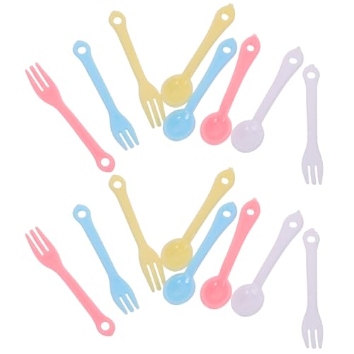 Kisangel 40-teiliges Miniatur-Utensilien-Set aus Kunststoff: Winzige Gabeln und Löffel für Puppenhausgeschirr – Mini-Küchenbesteck für kreatives Spielen und Lernen mit Kindern von Kisangel
