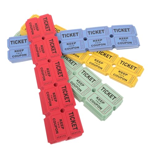 Kisangel 400 Stück Tombola Lose Große Auktionen Karnevalsspiele Doppelte Karnevalstickets Bunte Event Klasse Bedruckt Transparente Nummer Karnevalstickets Spendenverlosungen Für von Kisangel