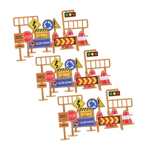 Kisangel 45 Stück Teiliges Spielset Realistische Mini-verkehrsschilder und Verkehrskegel Tragbares Lernspielzeug für Verkehrssicherheit für Zuhause und Schule Fördert Kreatives Rollenspiel von Kisangel