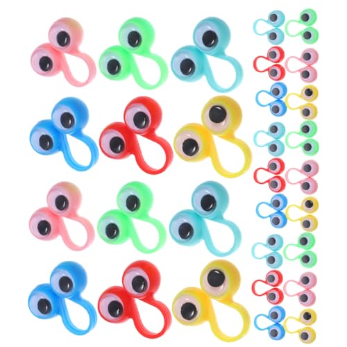 Kisangel 48 Stück Augenring sankastenspielsachen kindergeburtstags mitgebsel Lustiges Funny Toys Auge Fingerpuppe Augen Finger Fingerringspielzeug Googly Augapfel Ringe Plastik von Kisangel