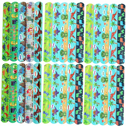 Kisangel 48 Stück Dinosaurier-Armband Party PVC-Slap-Armbänder Bänder mit Dinosauriermuster Slap-Bands zum Thema Dinosaurier praktische Armbänder Lustige Klatscharmbänder für Grün von Kisangel