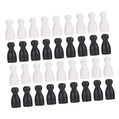 Kisangel 48 Stück Holz Schachfiguren für Pädagogisches Brettspiel Schwarze und Weiße Schachstücke aus Hochwertigem Holz für Logisches und Strategisches von Kisangel