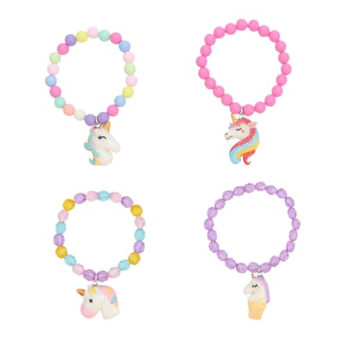 Kisangel 4stücke Bunte Einhorn-armbänder Für Junge Mädchen Aus Acrylperlen Handgefertigt Perfekter Schmuck Für Kleine Mädchen Für Und Anlässe von Kisangel