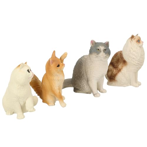Kisangel 4Stücke Gefälschtes Katzenmodell Lebensechte Katzenfigur Aus Robustem Kunststoff Kleine Katzenstatue Für Schlafzimmer Kinderzimmer Und Schreibtischdekoration von Kisangel