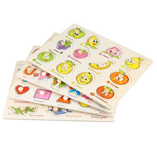 Kisangel 4Stücke Holz Puzzle Kreatives Lernspielzeug Zur Intelligenzentwicklung Für Jungen Und Pädagogisches Für Hand Auge Koordination Und Kreativität von Kisangel